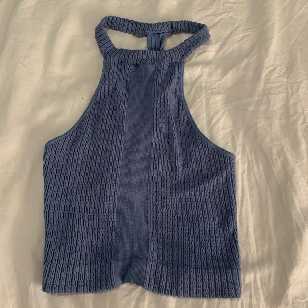 Free people blue crop top halter